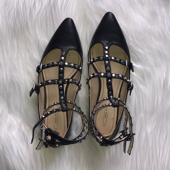 Zara Shoes - Zara Studded Caged Flats